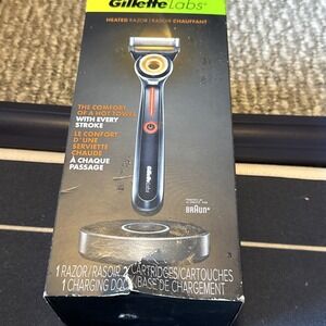 Gillette Labs Heated Razor Starter Kit 2 Cartridges & Charging Dock Base New